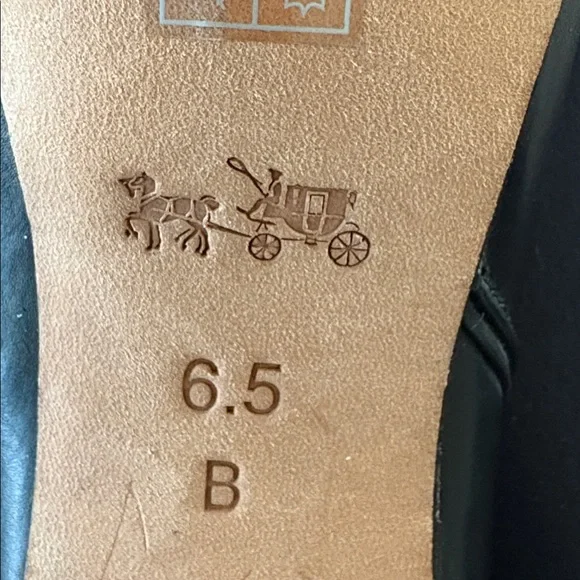 Coach Black Leather Heeled Boots with Gold Accent, 6.5 - Picture 5 of 11